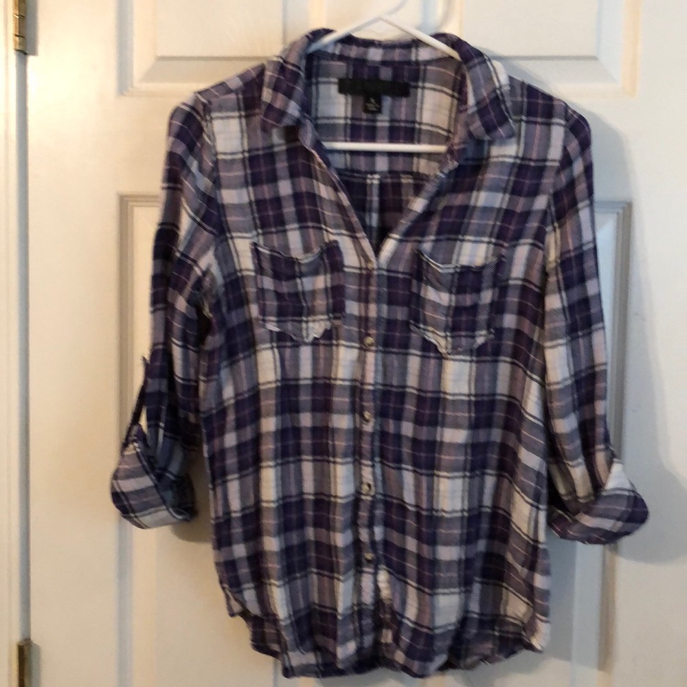 Purple plaid shirt